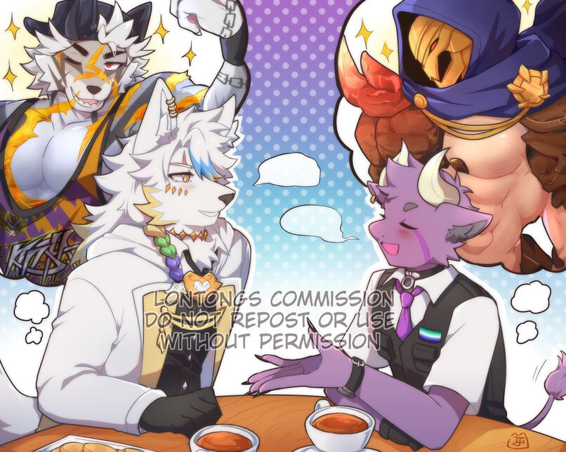 4 characters, 2 halfbody and 2 bust up, with background